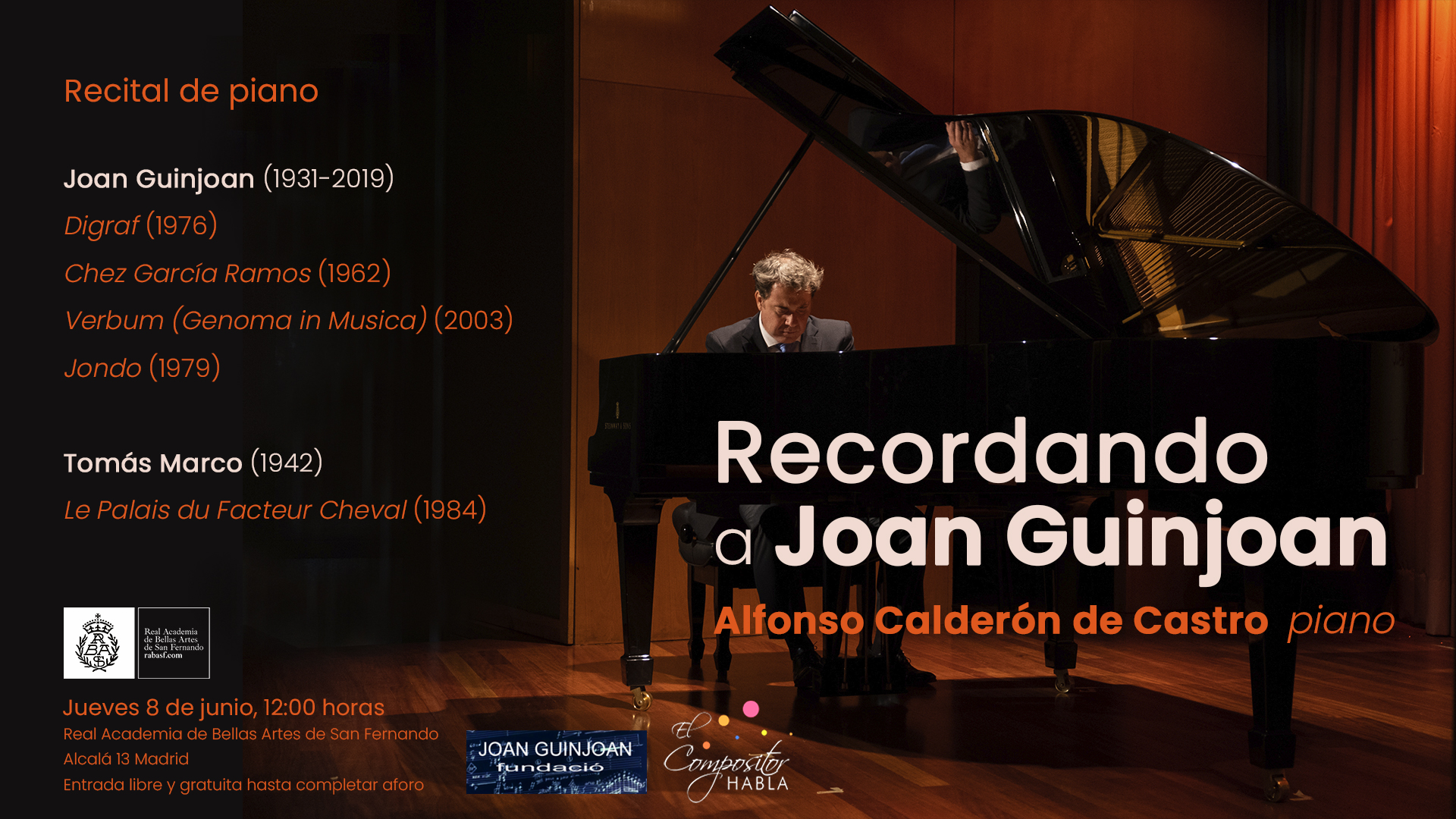 Recital de piano “Recordant Joan Guinjoan” a Madrid